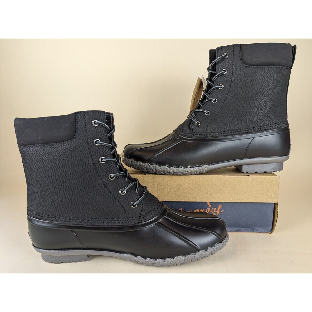Weatherproof Vintage Adam II Duck Boots Mens 9 M Black Faux Leather Shoes NWB